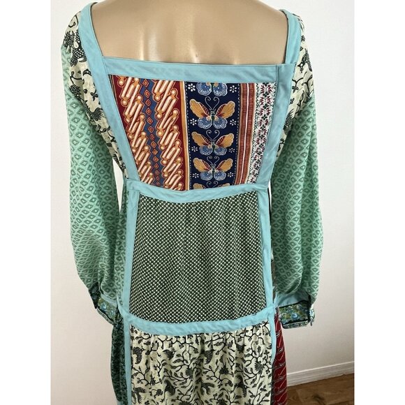 Glen of Michigan Polished Cotton Patchwork Print Dress Boho Hippie - Picture 7 of 14